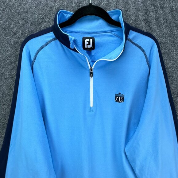 FJ Footjoy Jacket Mens Large Blue 1/4 Zip Pullover Golf Knit Stretch Long Sleeve - Picture 2 of 15